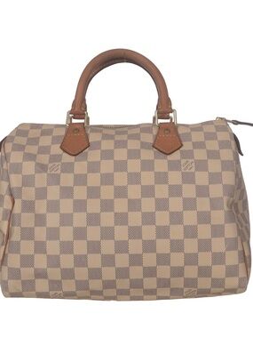 ♥️Louis Vuitton Speedy 30 Classic Damier Azur Style Brown Check Satchel Bag♥️
